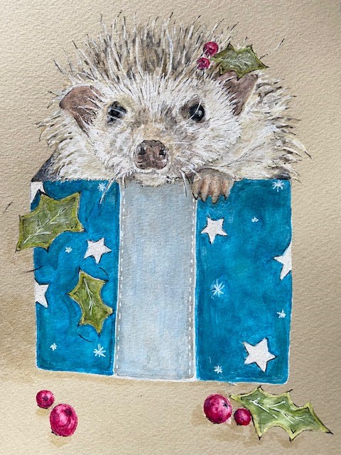 ‘A Sneaky Peek’ - Hedgehog Christmas Card - Image 4