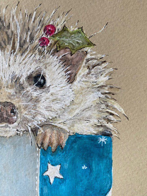 ‘A Sneaky Peek’ - Hedgehog Christmas Card - Image 3